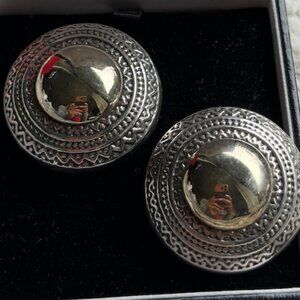 Brian Bergner 925 Silver Dome Clip On Vintage 1980's Earrings